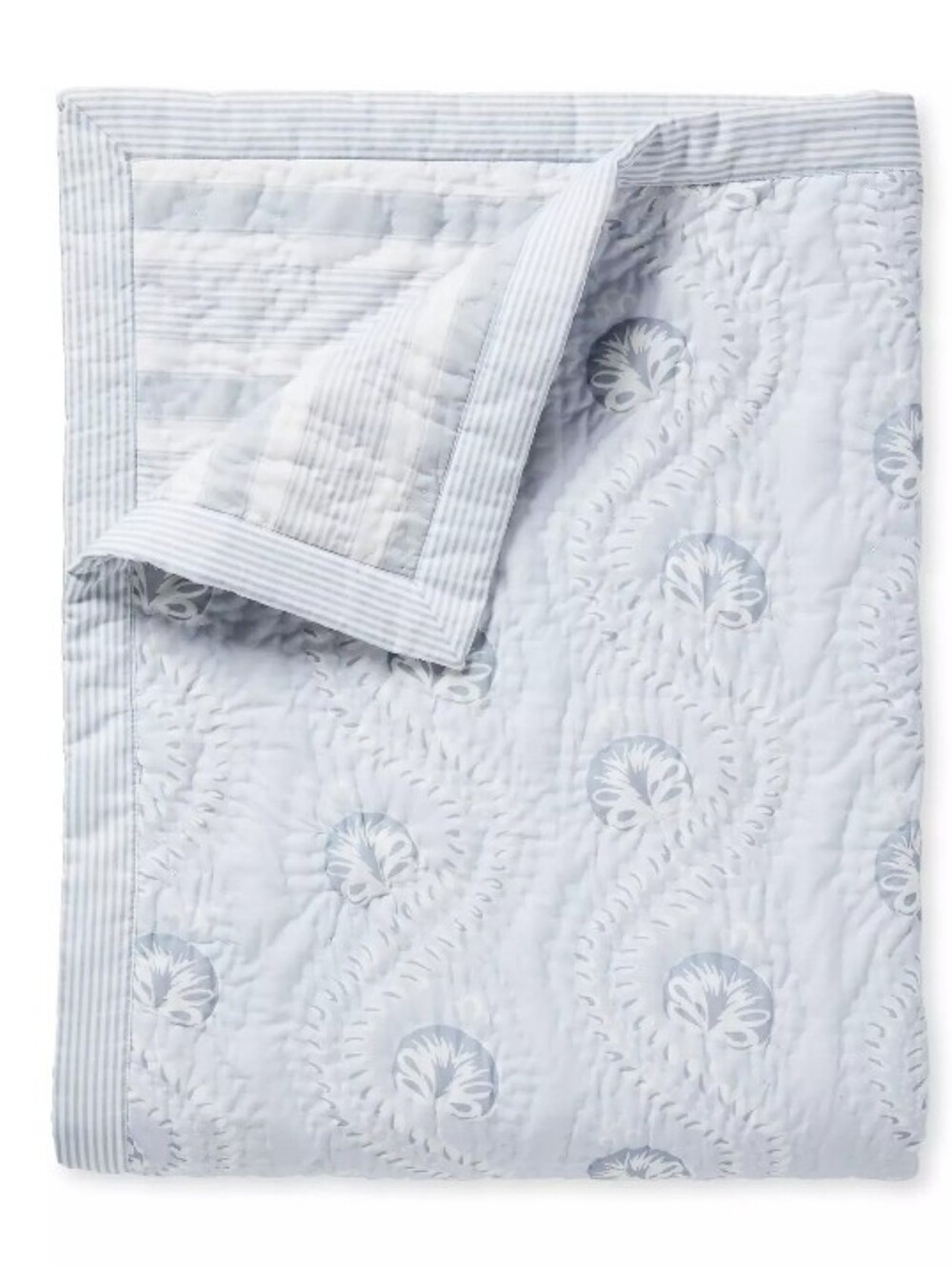 Serena And Lily Fairhope Cotton Voile Coverlet, Sky Sz Q + BONUS SHAM!